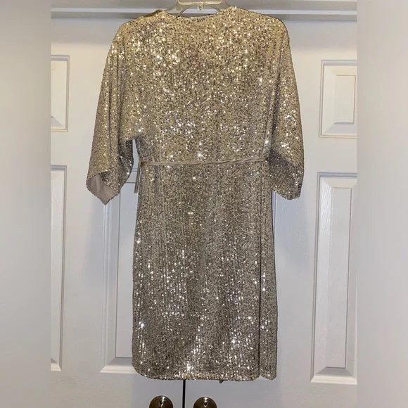 🎉HP🎉 Juniors’ SO Champagne Gold Sequin Kimono XS/S NWT - Picture 5 of 7